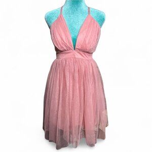 Haute Monde Pink Spaghetti Strap Tulle Dress